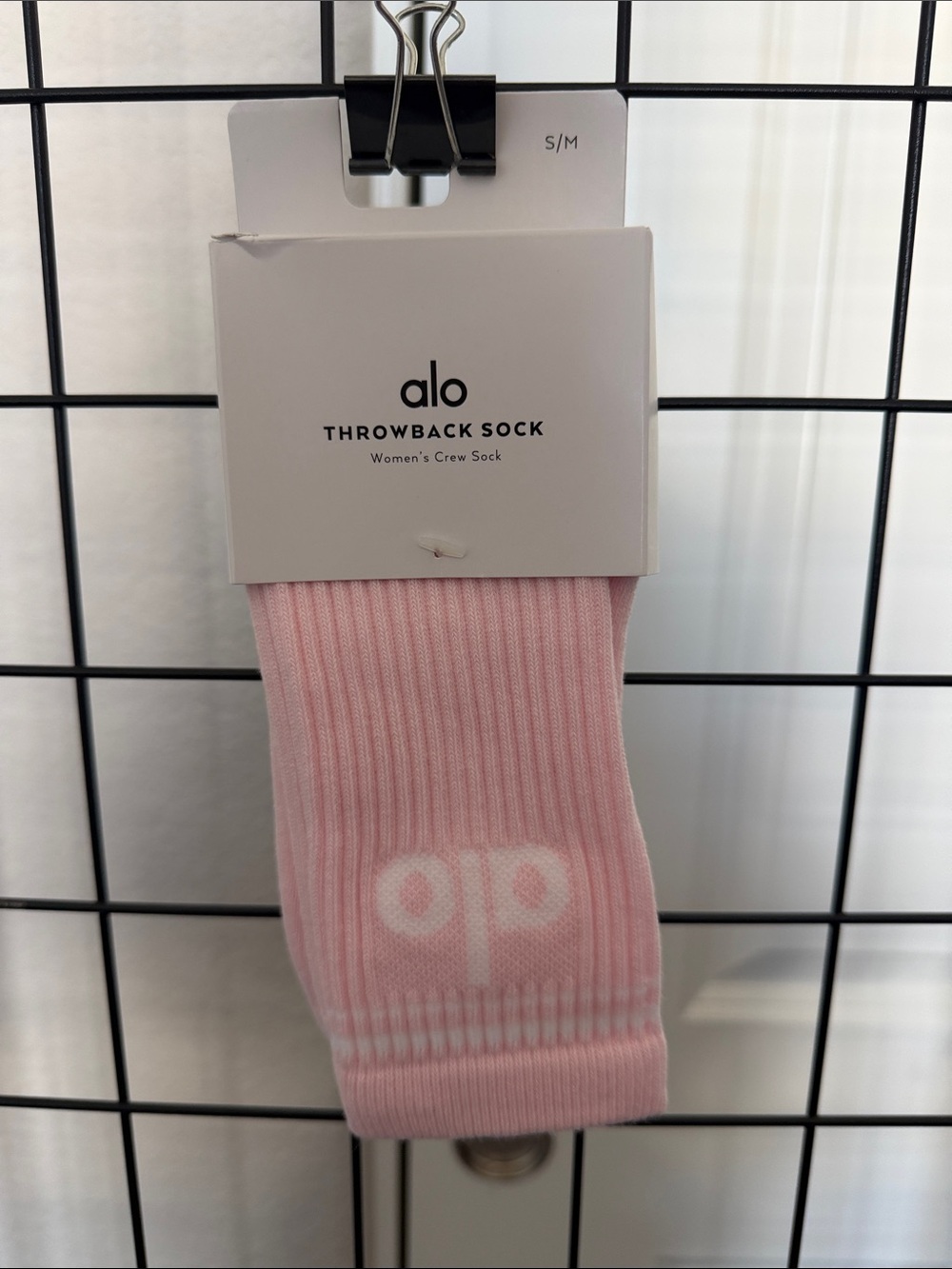 ALO Yoga Throwback sock Powder Pink Ribbed Women's Crew Socks